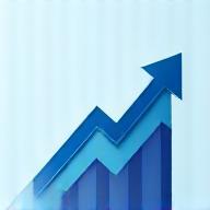 Icono representando aumento de productividad con gráfico ascendente